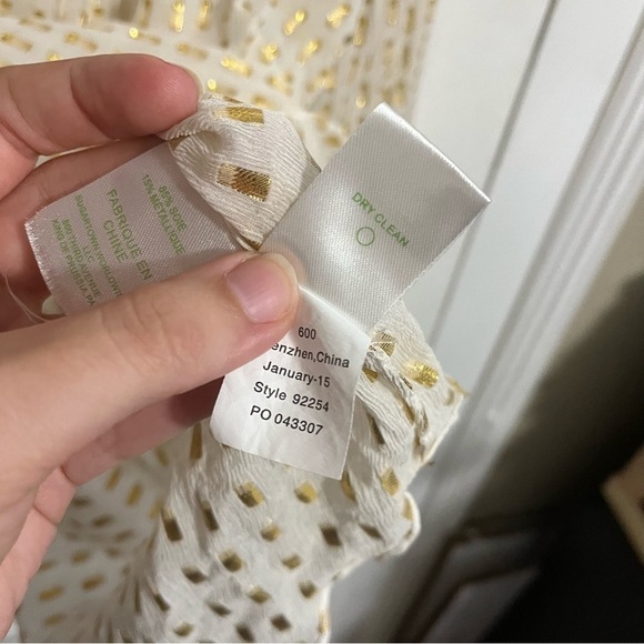 Lilly Pulitzer Cream Gold Colby Silk Metallic Dot Sheer Blouse Large B - Picture 5 of 8